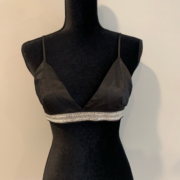 Forever 21 Black Satin Rhinestone Bralette - Picture 2 of 6